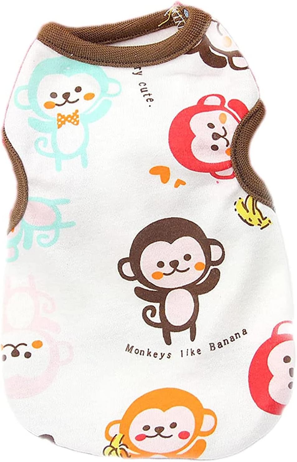Camiseta sin mangas para perro pequeño (Monito café, XS)